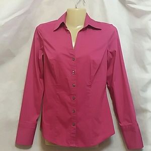 Express Design Studio Womens XS Shirt Fuschia Pink Button Up Work Office